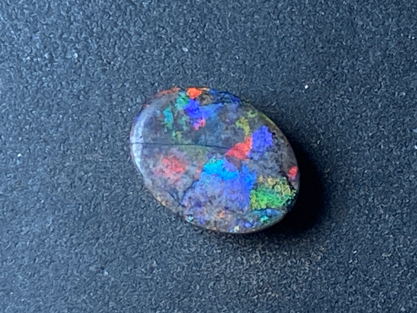 12.7 Carats, Polished Boulder Matrix Opal Stone, Stunning Display of Full Rainbow of Colours