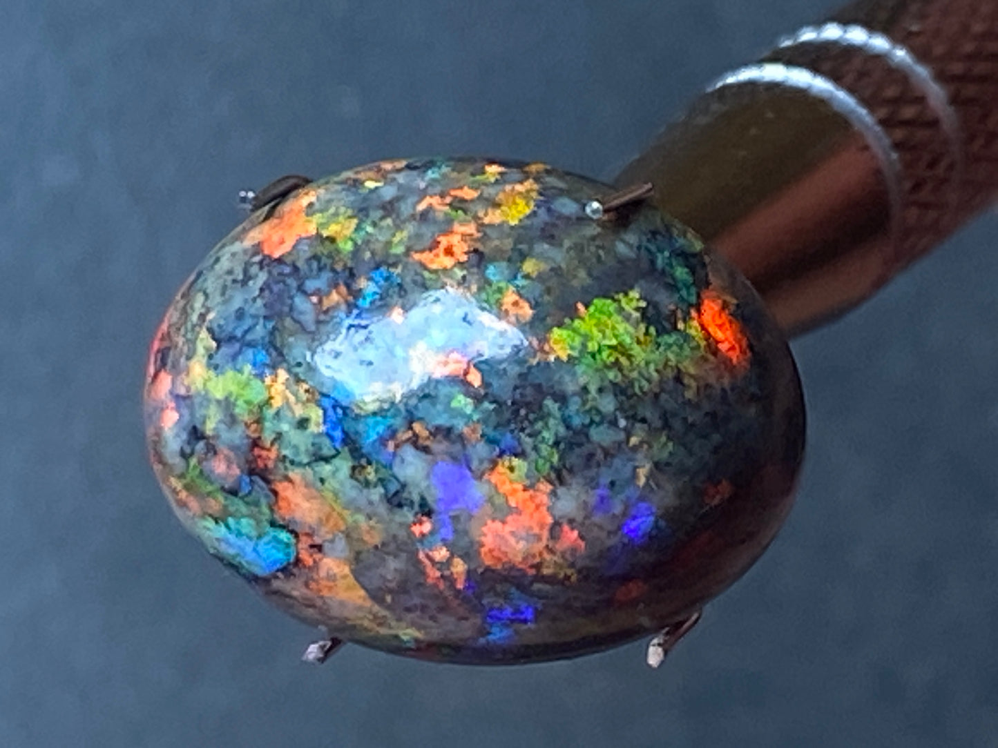 12.7 Carats, Polished Boulder Matrix Opal Stone, Stunning Display of Full Rainbow of Colours