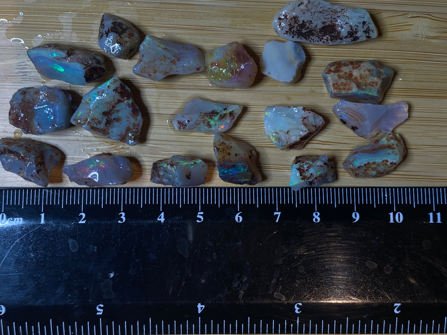 120 Cts Natural Australian Opal Parcel, 17 Small To Medium Stones, Lambina In The Rough, Bright