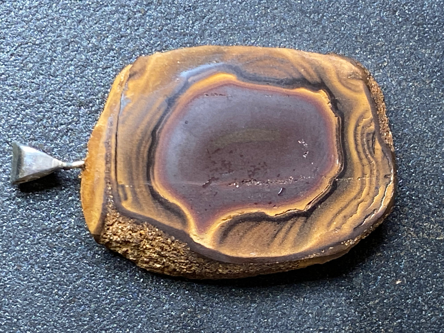 45Cts Natural Australian Opal Pendant, Yowah Nut With Polished Lightning Ridge Black Opal