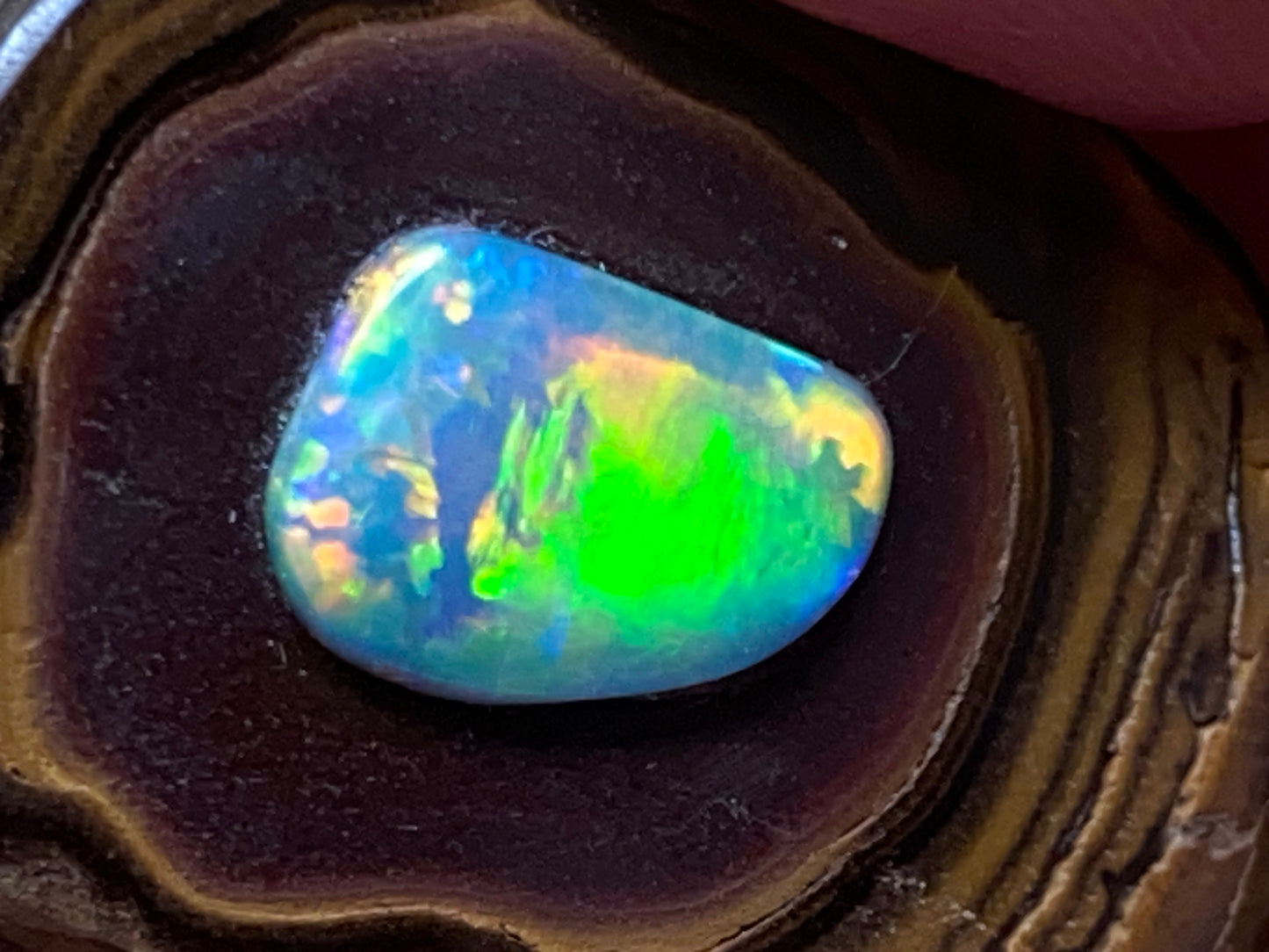 33 Cts, Natural Australian Opal Pendant, Polished Yowah Nut with Lightning Ridge Multicolour Solid Opal