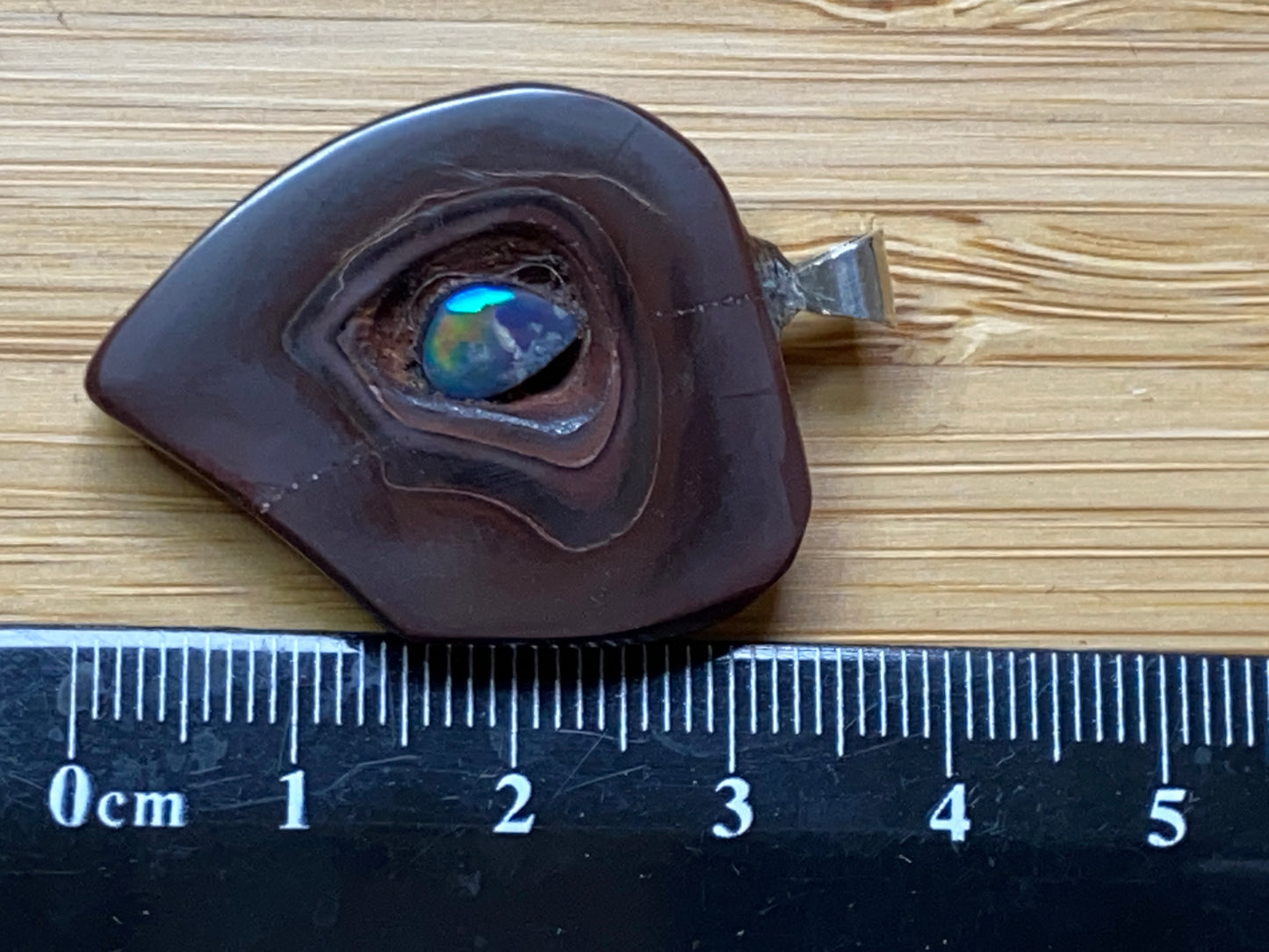 56 Cts, Natural Australian Opal Pendant, Polished Yowah Nut with Lightning Ridge Multicolour Solid Opal