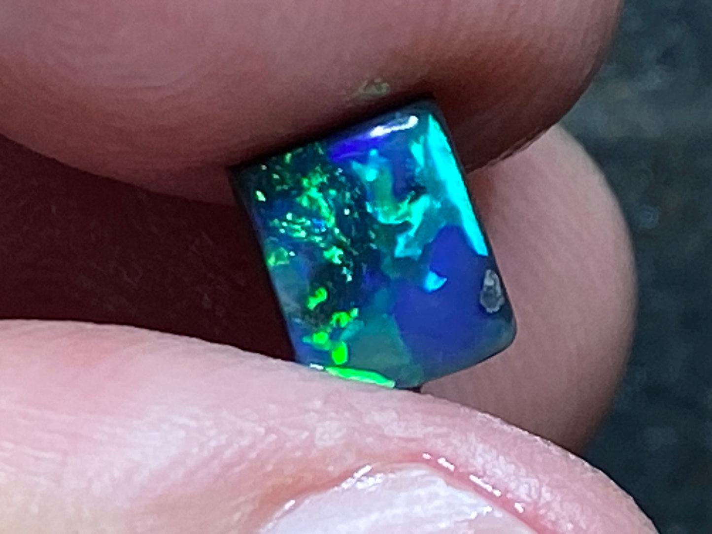 1Ct Natural Australian Black Opal, Lightning Ridge, Polished Stone, Electric Blues and Greens