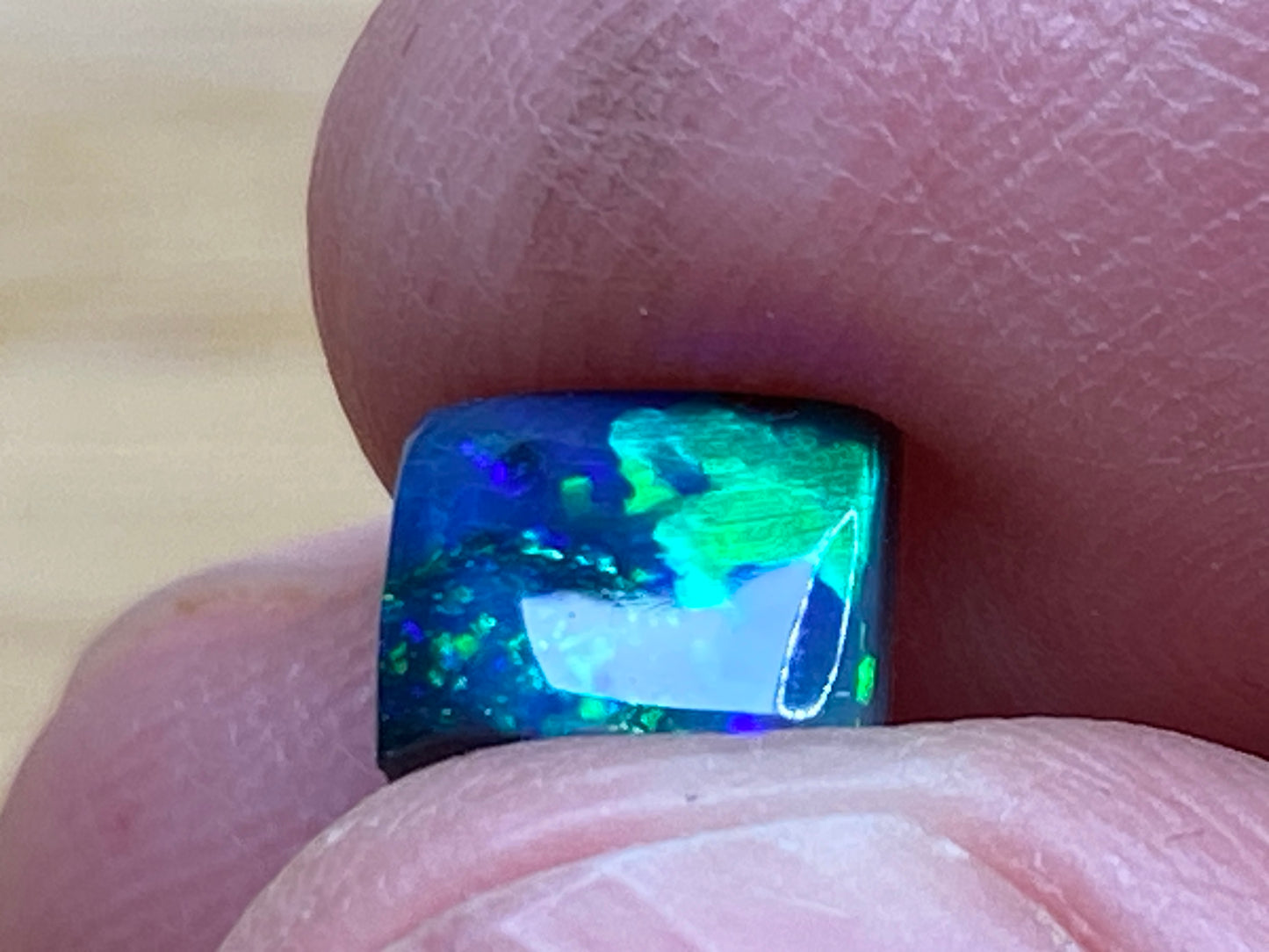1Ct Natural Australian Black Opal, Lightning Ridge, Polished Stone, Electric Blues and Greens