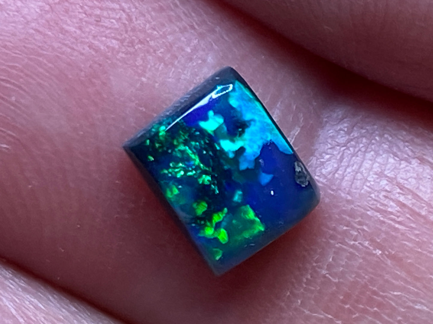 1Ct Natural Australian Black Opal, Lightning Ridge, Polished Stone, Electric Blues and Greens