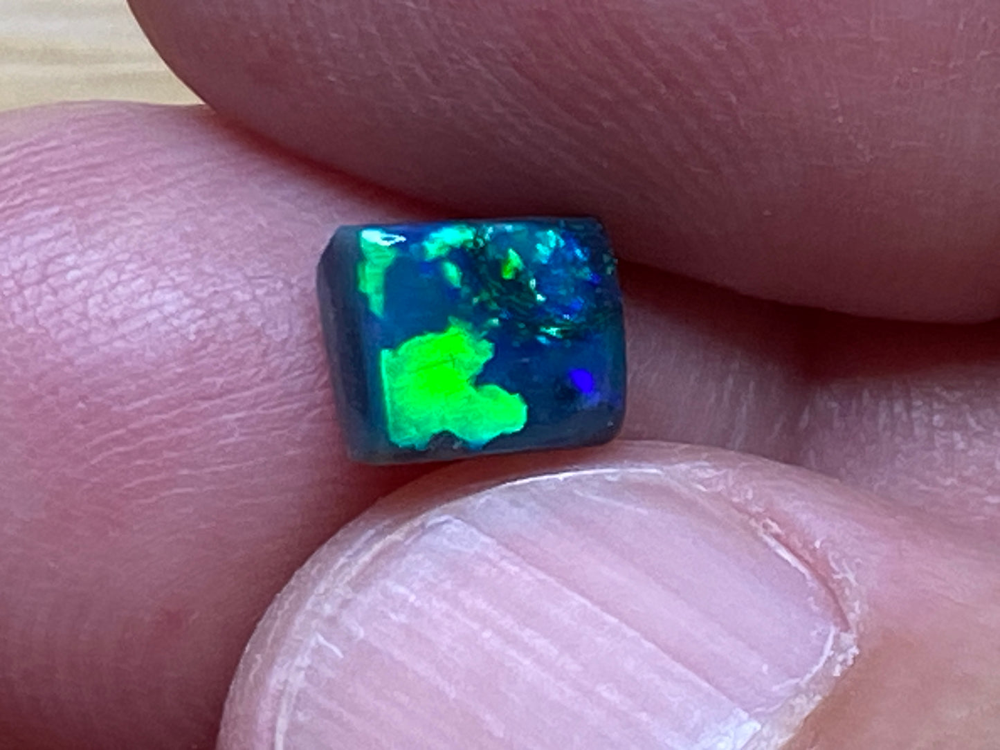 1Ct Natural Australian Black Opal, Lightning Ridge, Polished Stone, Electric Blues and Greens