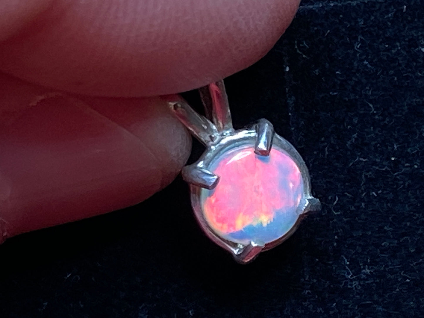 2.5ct Natural Australian Crystal Opal Pendant, Coober Pedy Reds in Sterling Silver