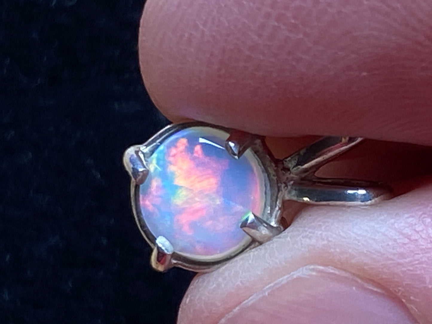 2.5ct Natural Australian Crystal Opal Pendant, Coober Pedy Reds in Sterling Silver