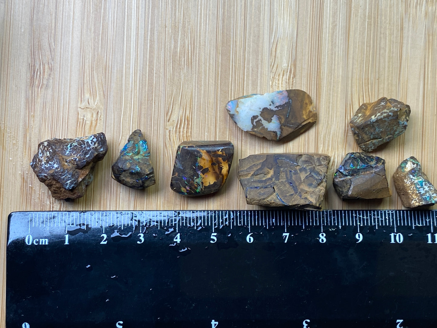 1oz Natural Australian Opal Parcel, 8 Stones, Boulder In The Rough, Great Colours