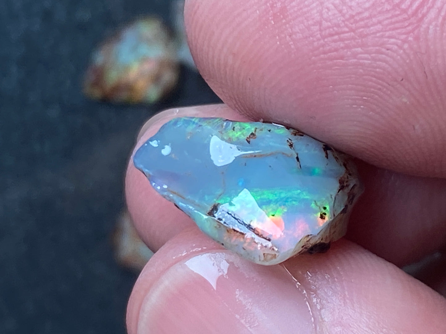 30 Cts Natural Australian Opal Parcel, 7 Small Stones In The Rough, Lambina