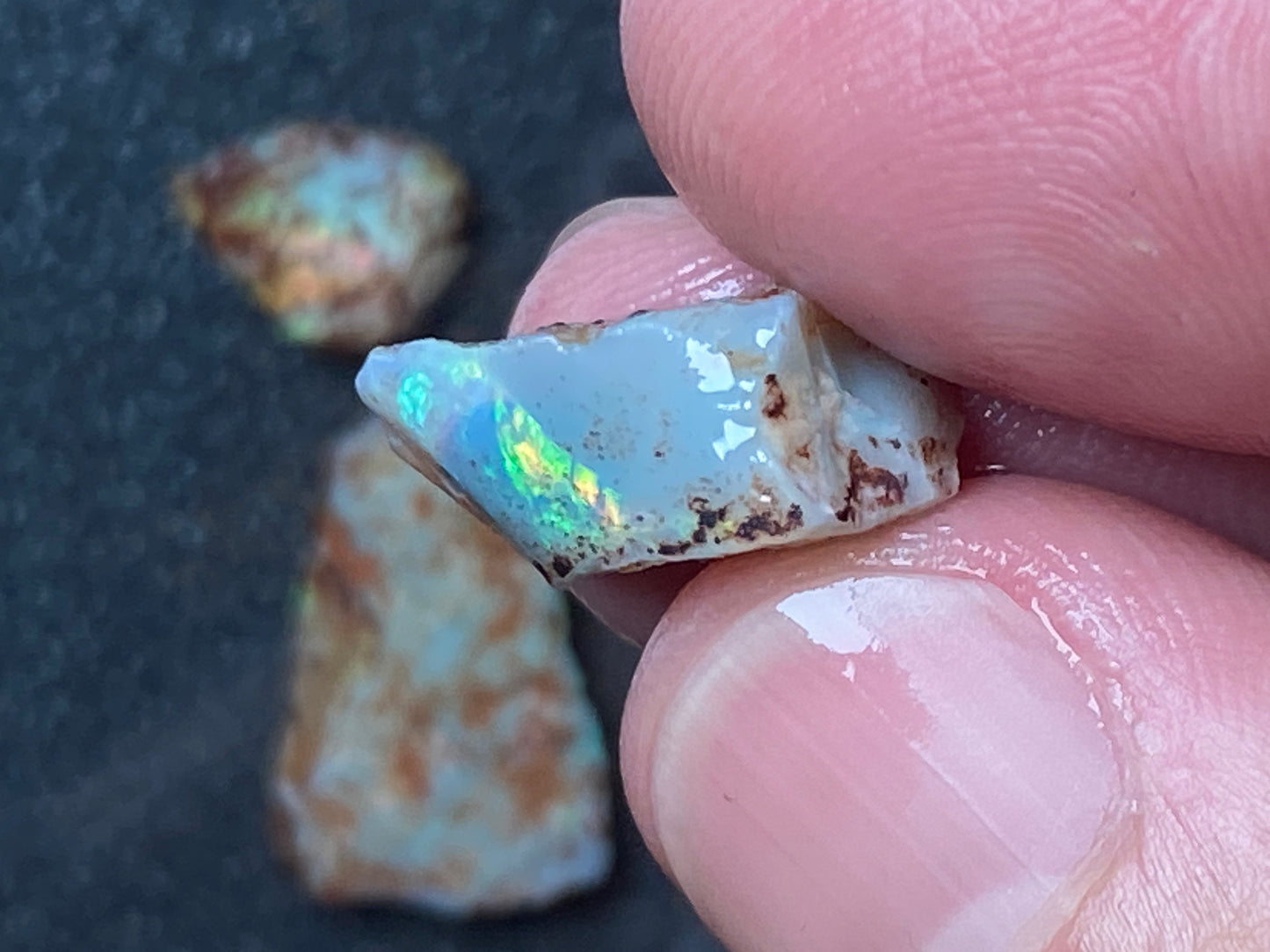30 Cts Natural Australian Opal Parcel, 7 Small Stones In The Rough, Lambina
