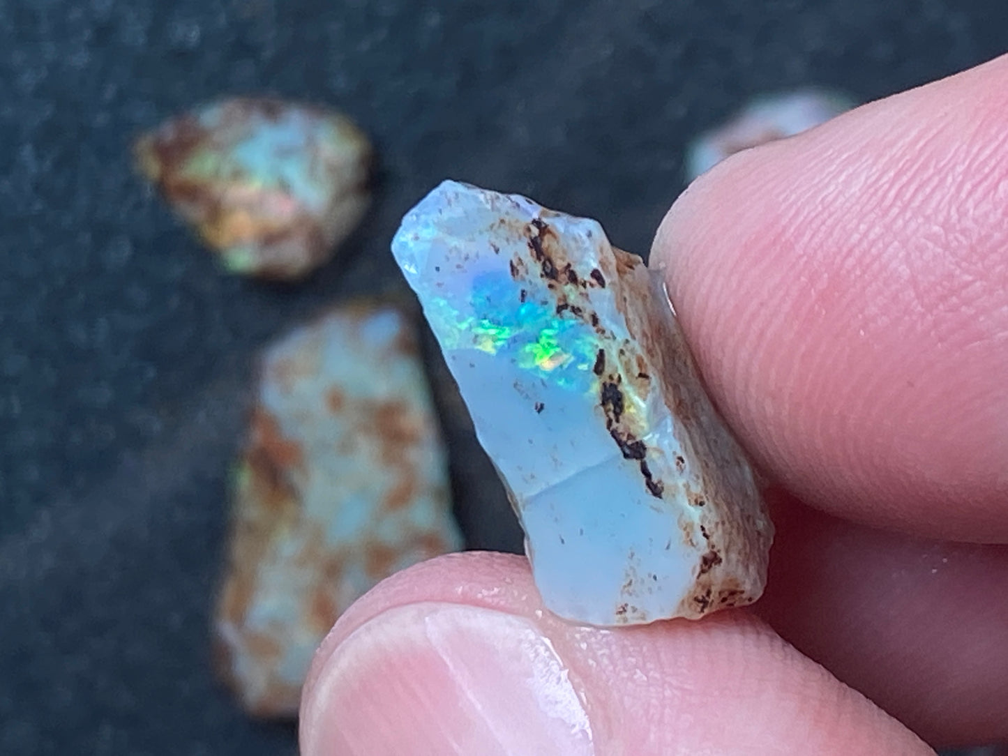 30 Cts Natural Australian Opal Parcel, 7 Small Stones In The Rough, Lambina