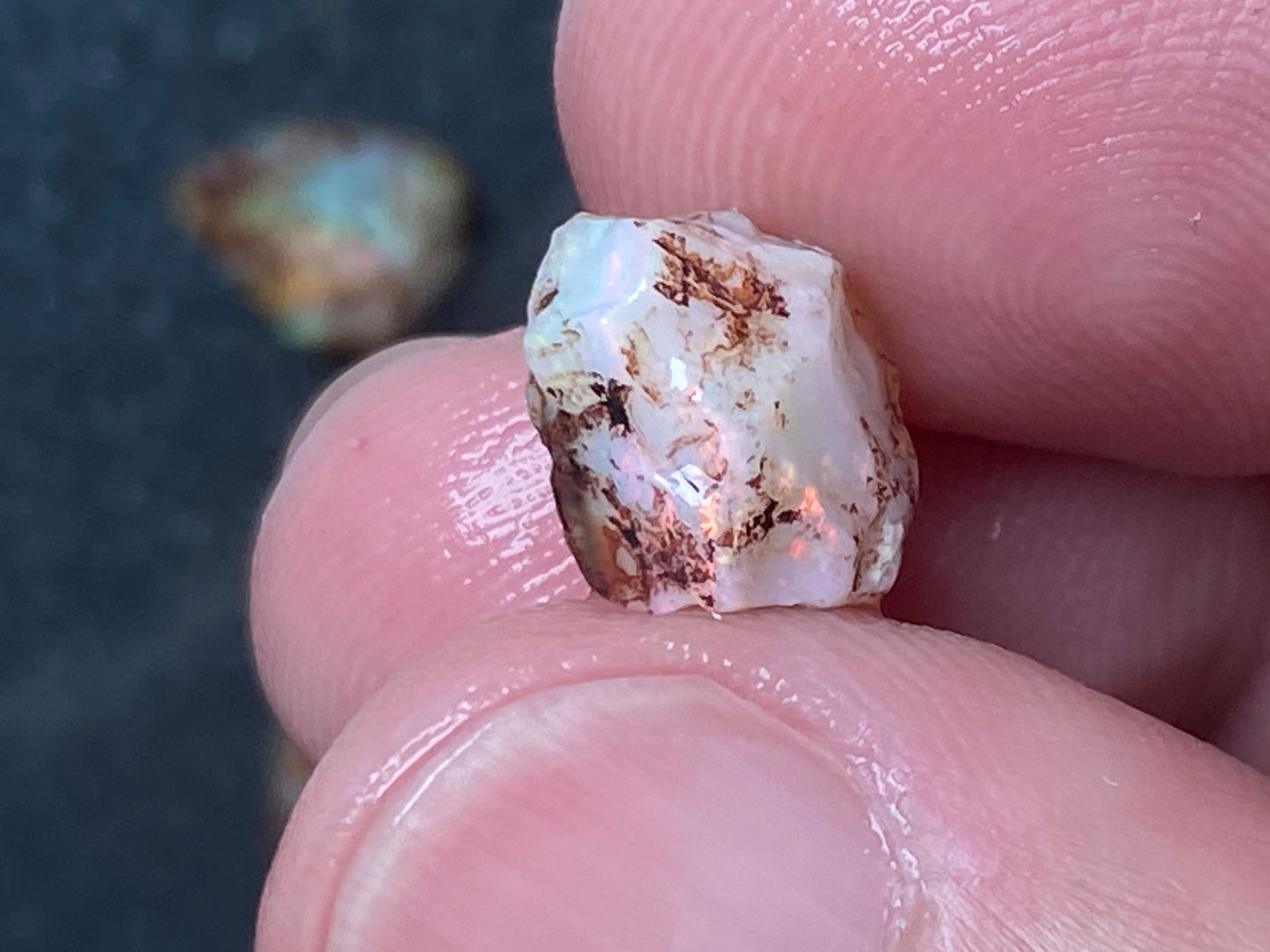 30 Cts Natural Australian Opal Parcel, 7 Small Stones In The Rough, Lambina