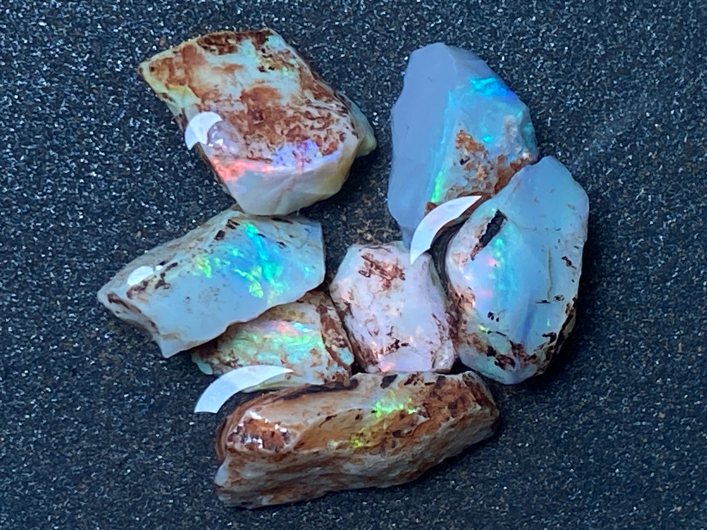 30 Cts Natural Australian Opal Parcel, 7 Small Stones In The Rough, Lambina