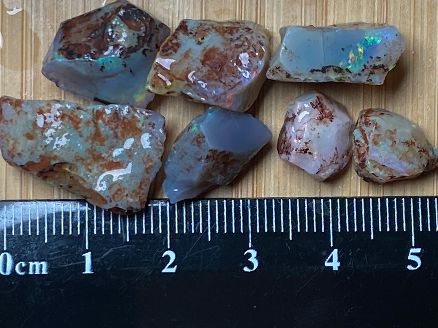 30 Cts Natural Australian Opal Parcel, 7 Small Stones In The Rough, Lambina
