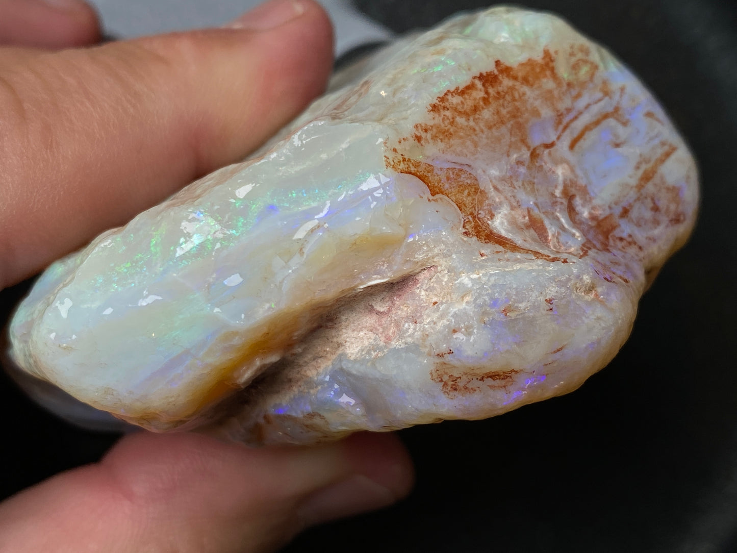 7oz Natural Australian Crystal Opal, Monster Rock In The Rough, Greens and Blues