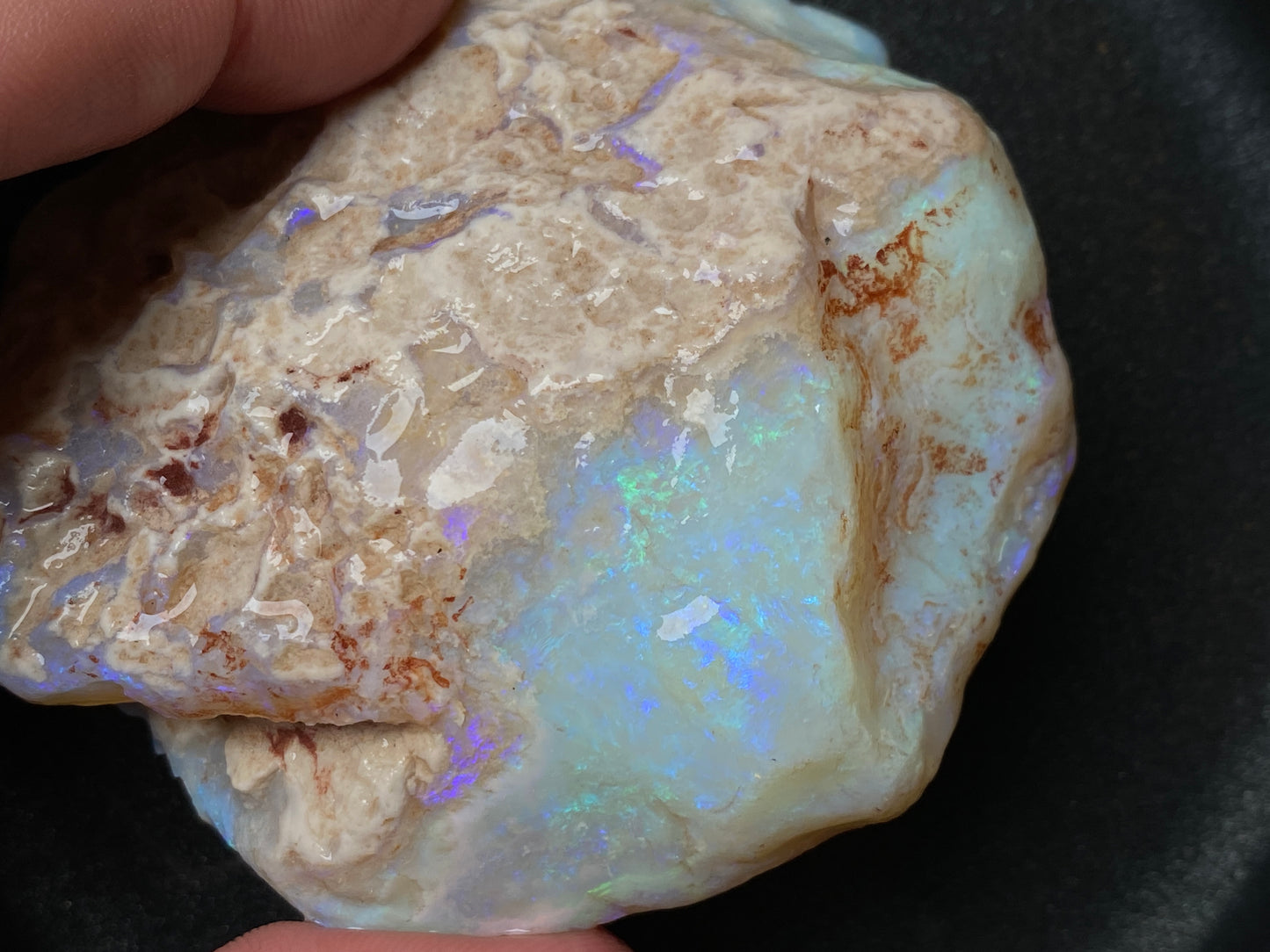 7oz Natural Australian Crystal Opal, Monster Rock In The Rough, Greens and Blues
