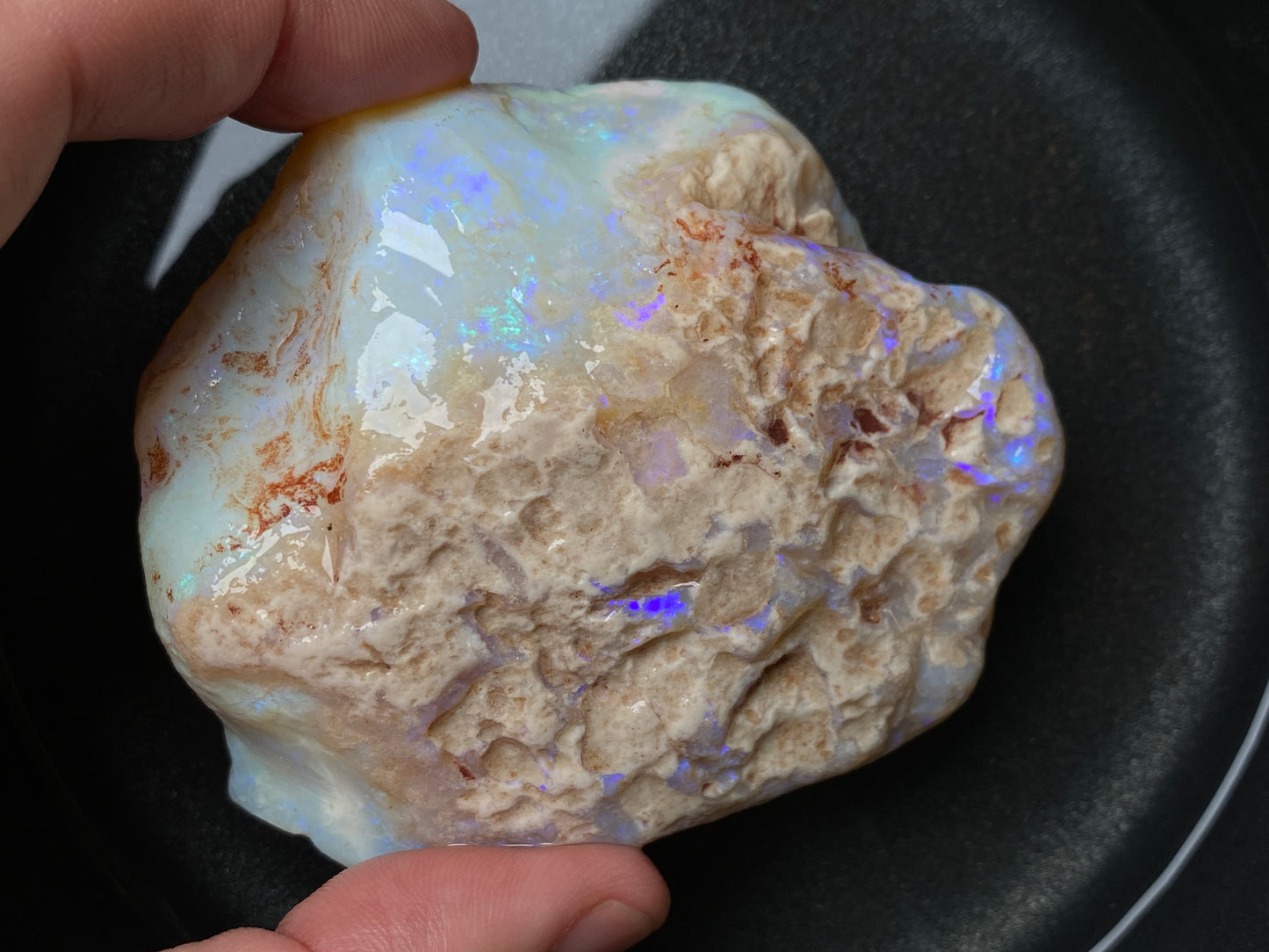 7oz Natural Australian Crystal Opal, Monster Rock In The Rough, Greens and Blues