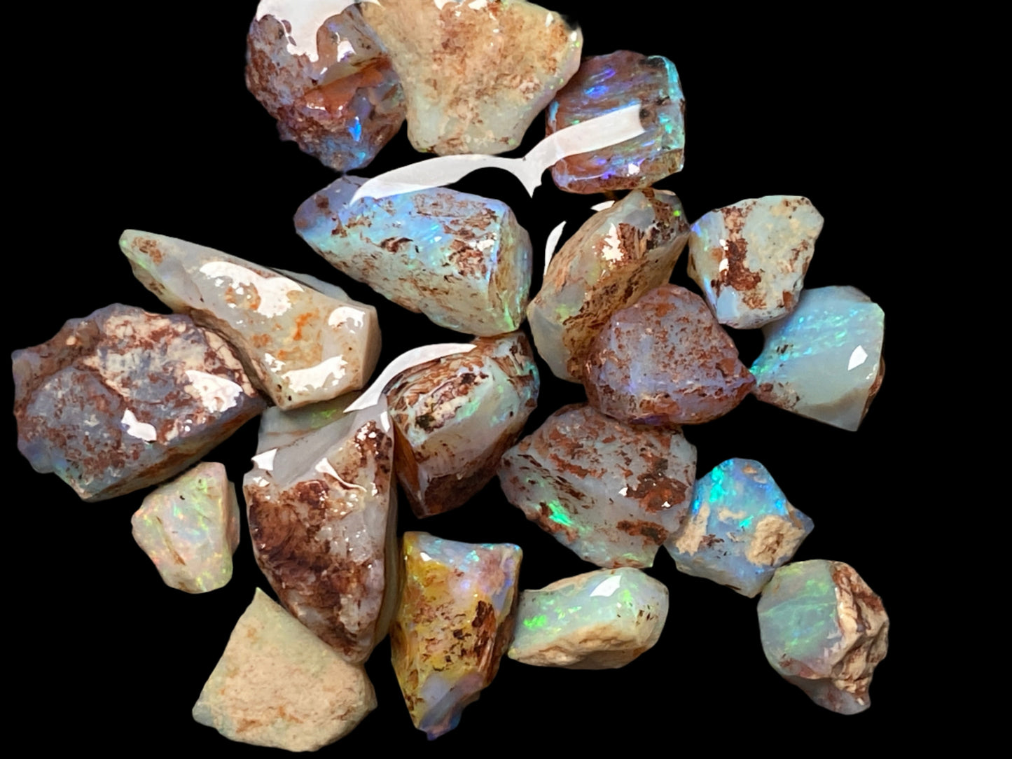 0.5oz Natural Australian Dark Crystal Opal, Small Lambina Stones In The Rough
