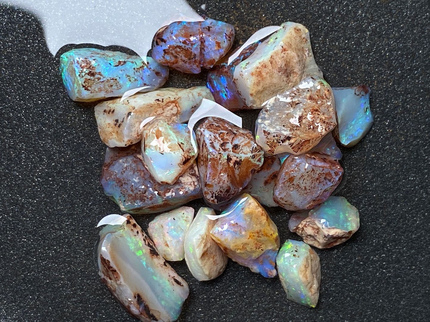 0.5oz Natural Australian Dark Crystal Opal, Small Lambina Stones In The Rough