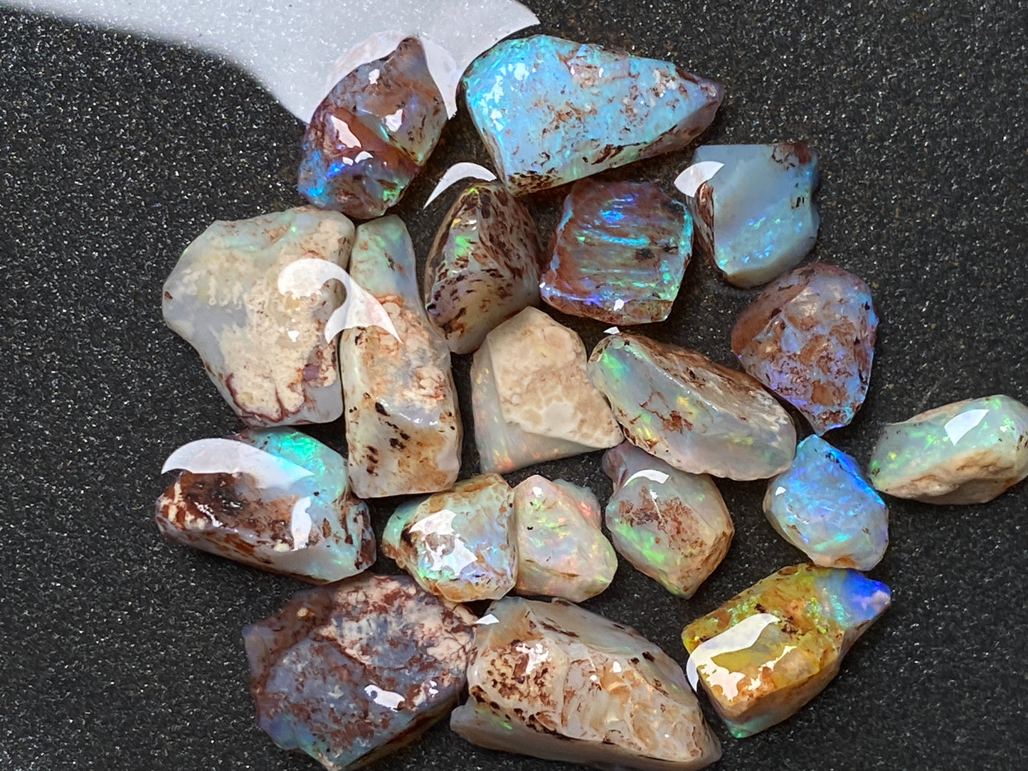 0.5oz Natural Australian Dark Crystal Opal, Small Lambina Stones In The Rough