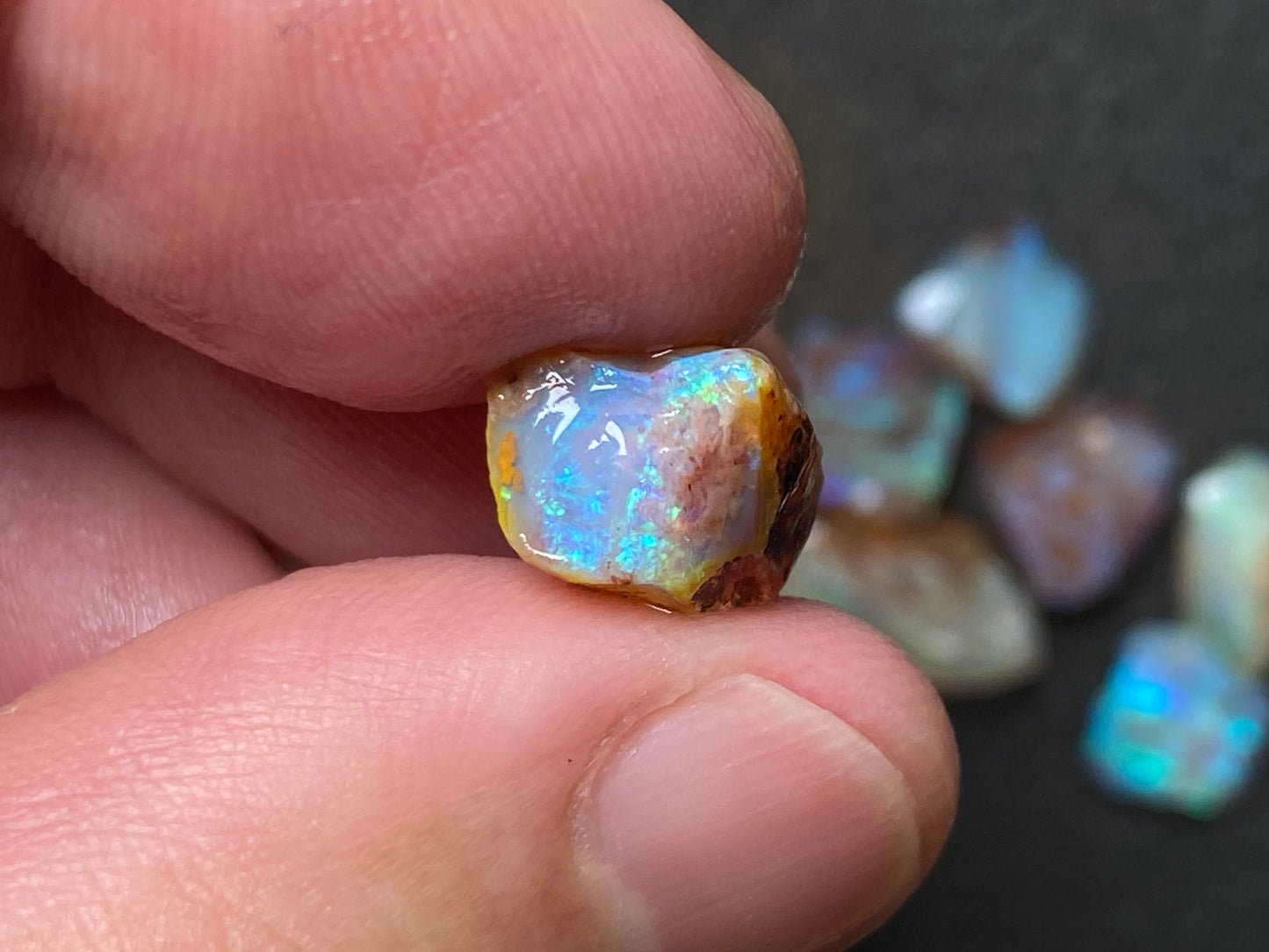 0.5oz Natural Australian Dark Crystal Opal, Small Lambina Stones In The Rough