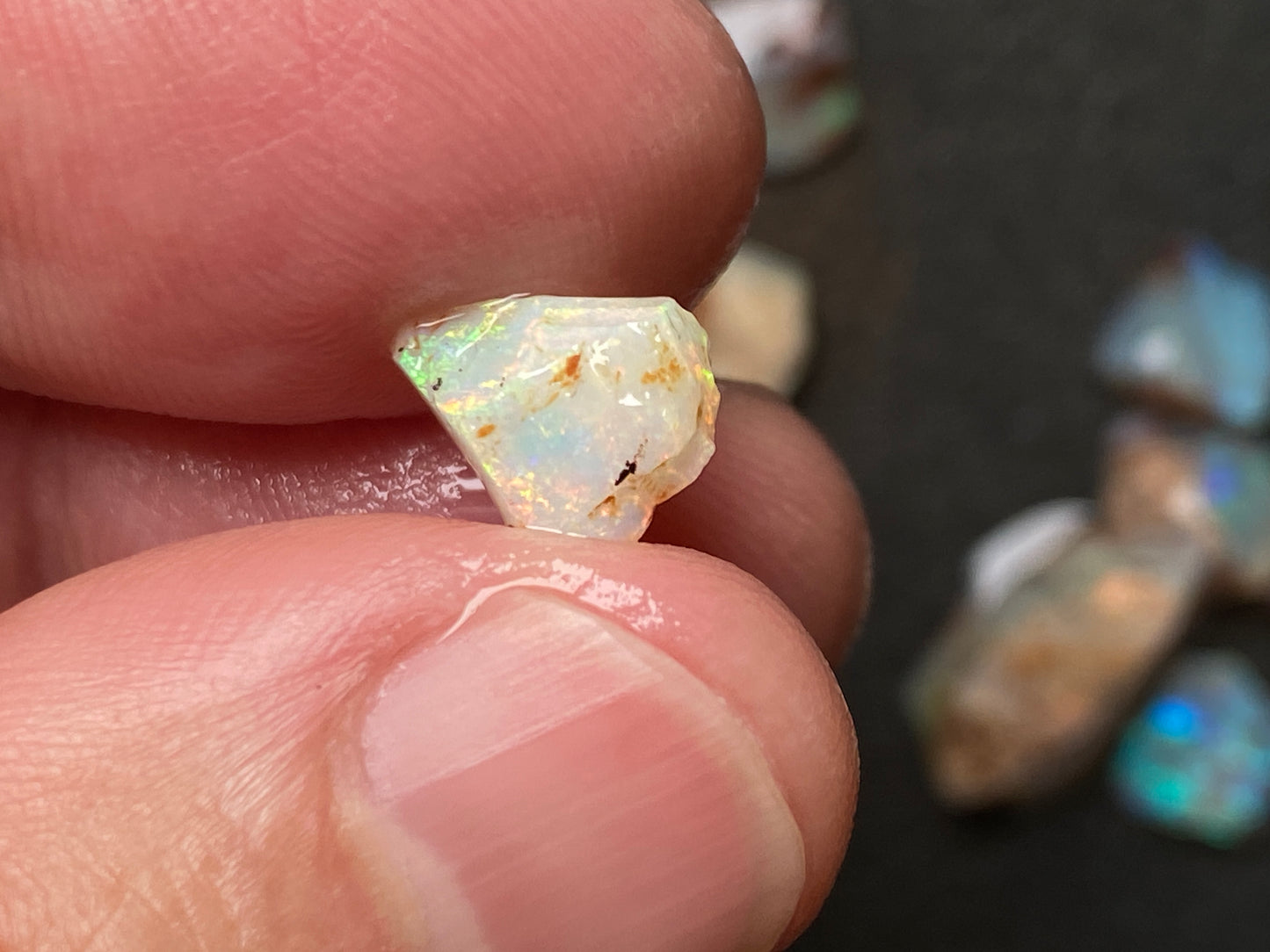 0.5oz Natural Australian Dark Crystal Opal, Small Lambina Stones In The Rough