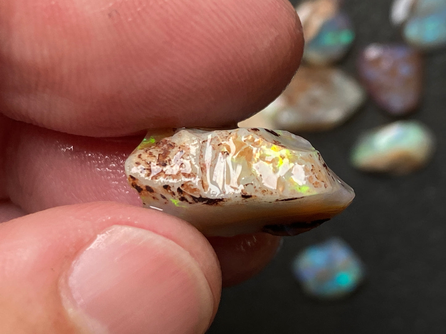 0.5oz Natural Australian Dark Crystal Opal, Small Lambina Stones In The Rough