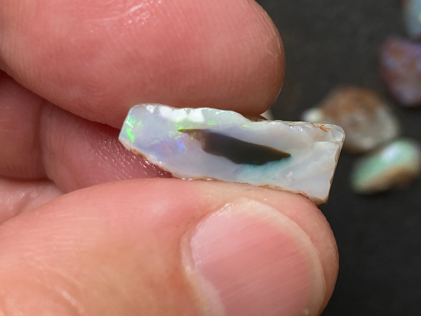 0.5oz Natural Australian Dark Crystal Opal, Small Lambina Stones In The Rough