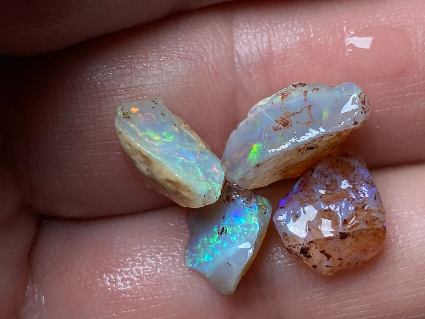 0.5oz Natural Australian Dark Crystal Opal, Small Lambina Stones In The Rough