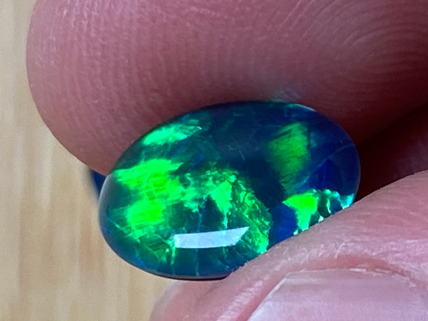 Natural Australian Opal Triplet Pair, Black With Very Bright Greens and Blues 12x10mm