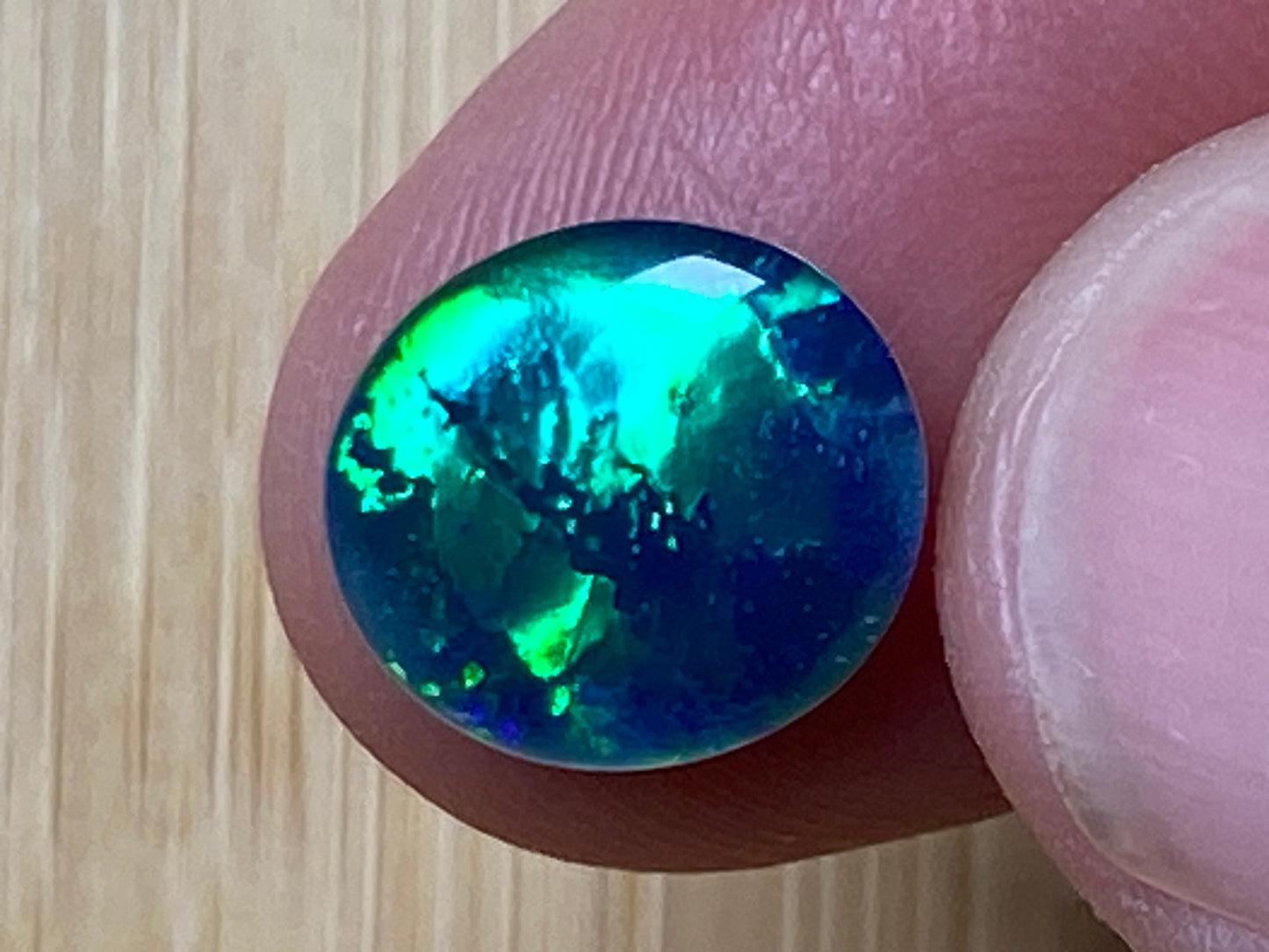 Natural Australian Opal Triplet Pair, Black With Very Bright Greens and Blues 12x10mm