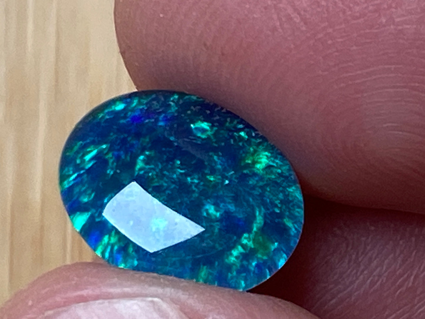 Natural Australian Opal Triplet Pair, Black With Very Bright Greens and Blues 12x10mm