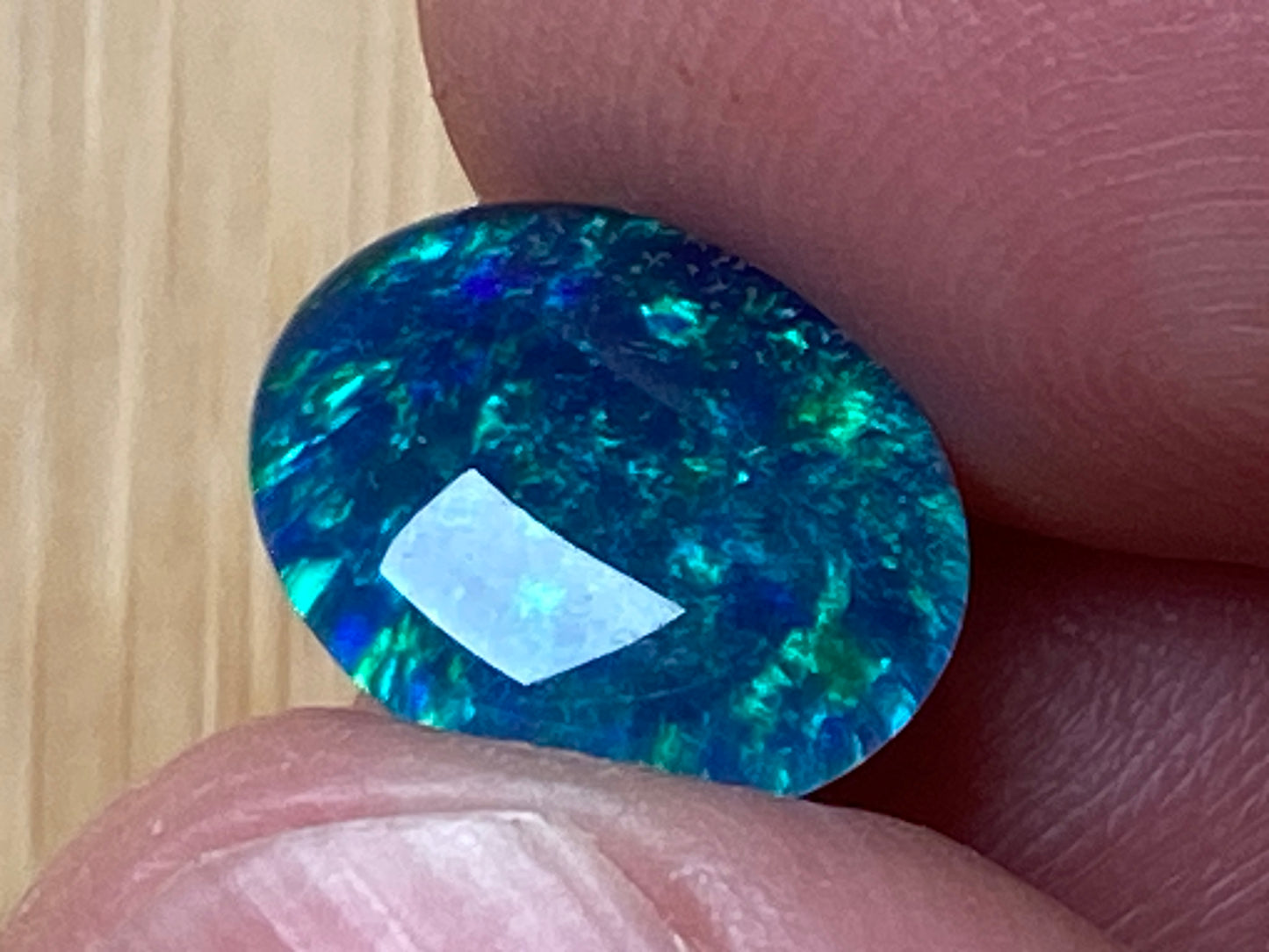 Natural Australian Opal Triplet Pair, Black With Very Bright Greens and Blues 12x10mm
