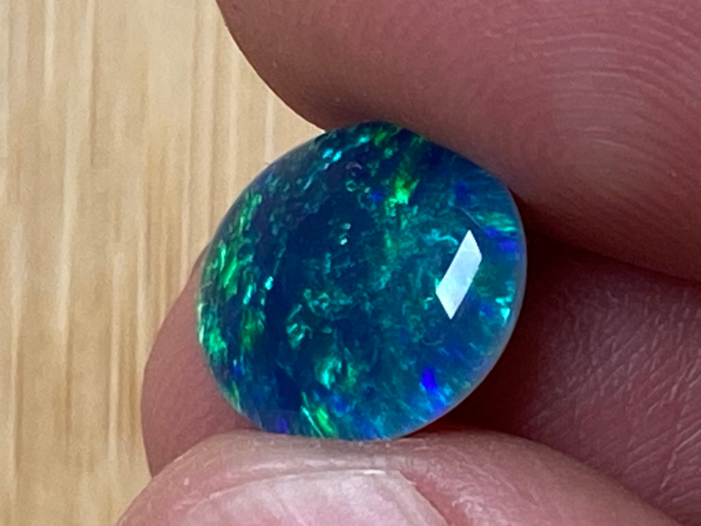 Natural Australian Opal Triplet Pair, Black With Very Bright Greens and Blues 12x10mm