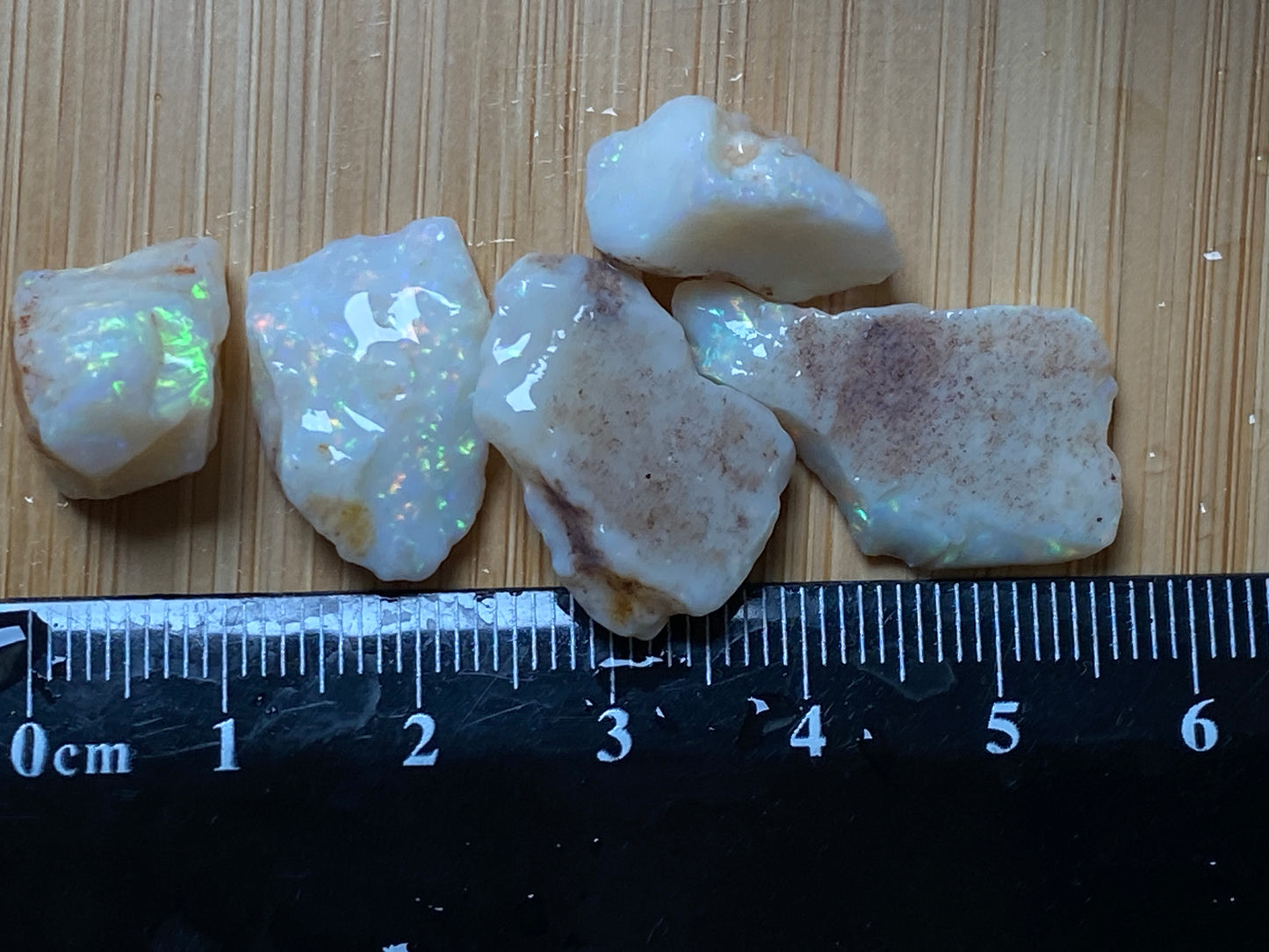 38 Cts Natural Australian White Opal Parcel, 5 Stones Coober Pedy, In The Rough
