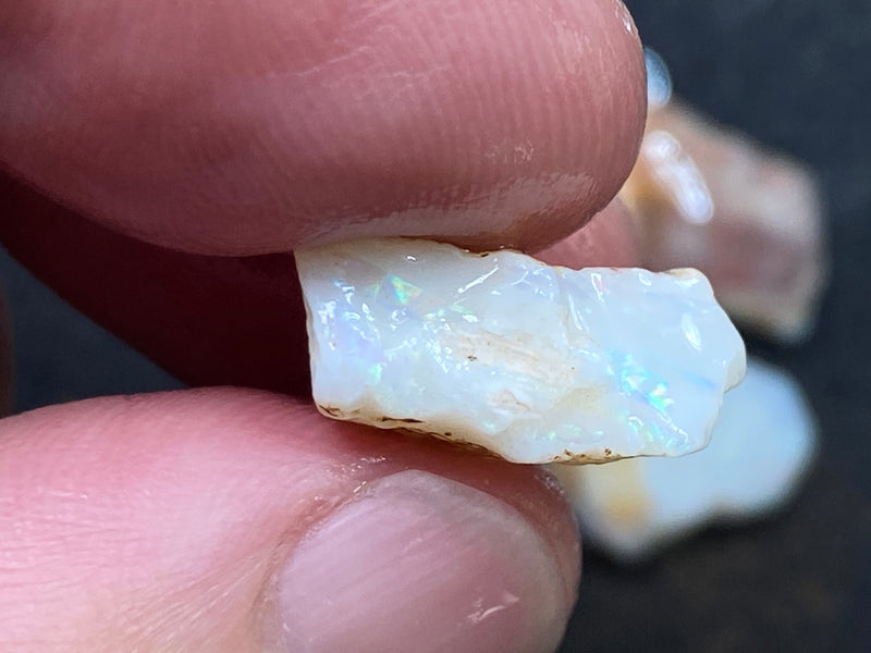 38 Cts Natural Australian White Opal Parcel, 5 Stones Coober Pedy, In The Rough.