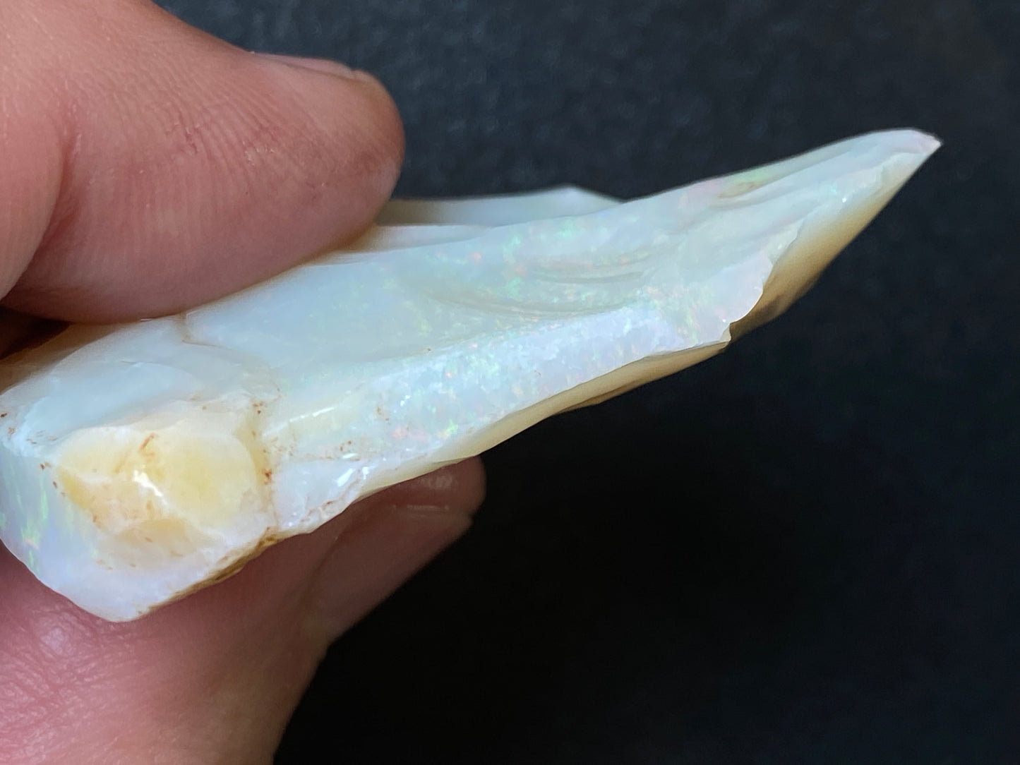 0.7oz Natural Australian Opal Stone, Coober Pedy In The Rough, Arrow Head Shape, Thick Colour Bar
