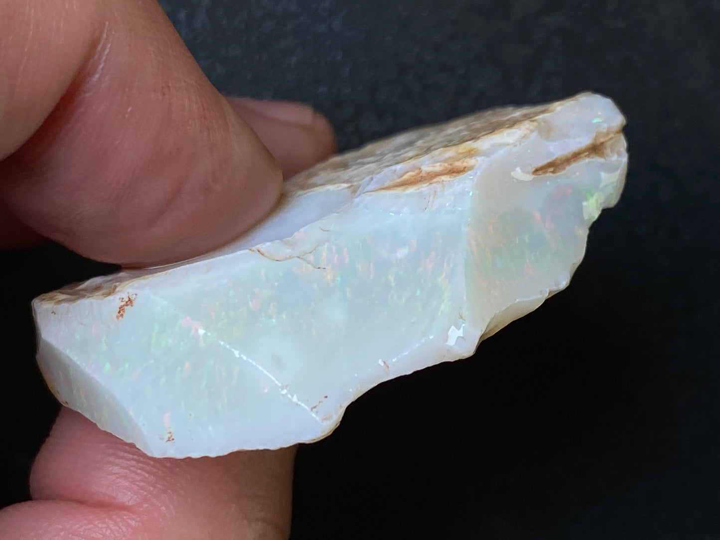 0.7oz Natural Australian Opal Stone, Coober Pedy In The Rough, Arrow Head Shape, Thick Colour Bar