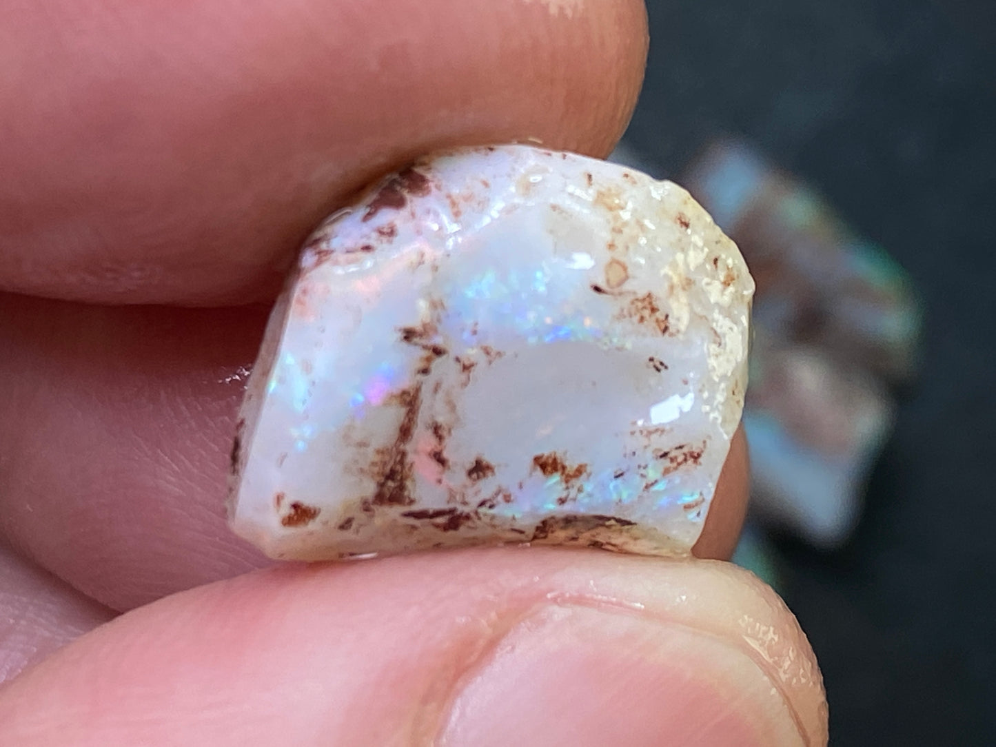 50 Carats Natural Australian Opal Parcel, 7 Lambina Stones In The Rough,
