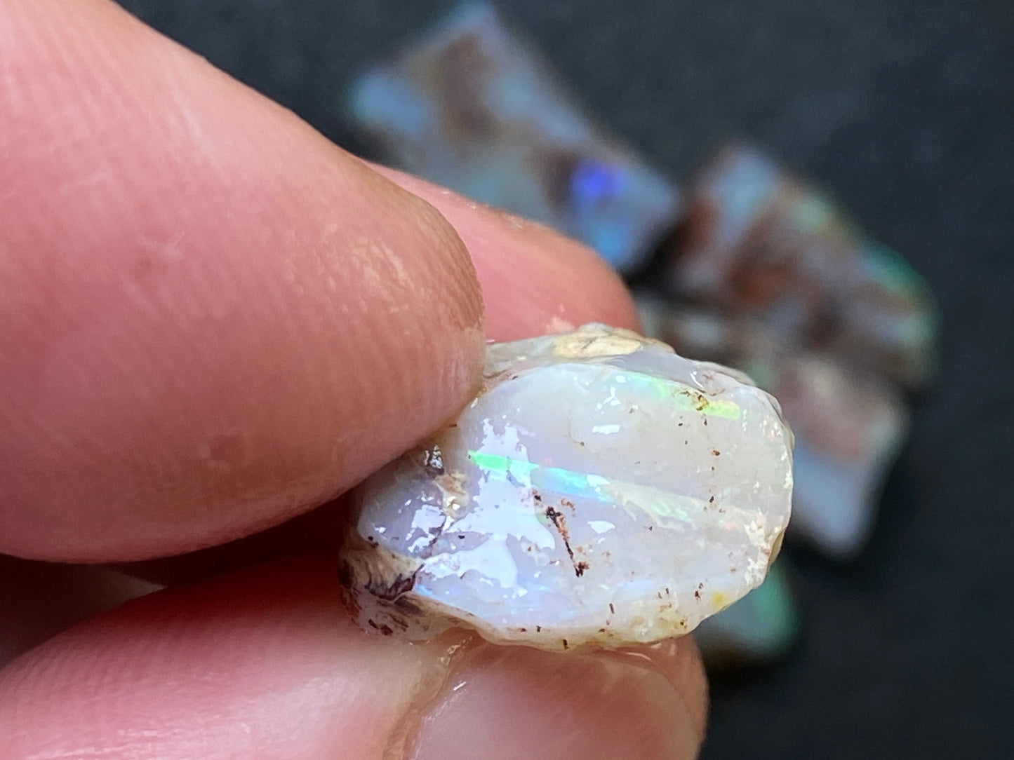 50 Carats Natural Australian Opal Parcel, 7 Lambina Stones In The Rough,