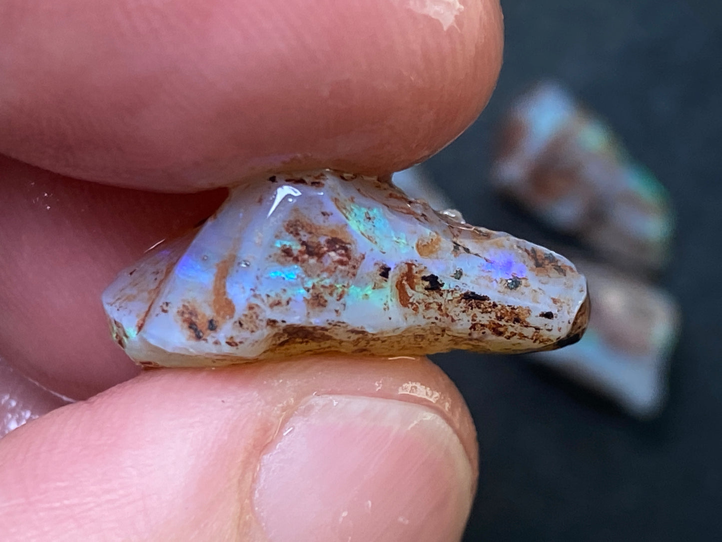 50 Carats Natural Australian Opal Parcel, 7 Lambina Stones In The Rough,