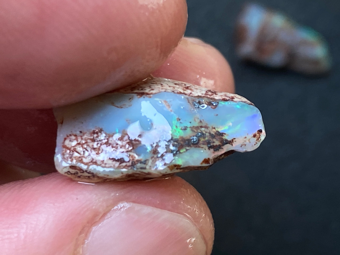 50 Carats Natural Australian Opal Parcel, 7 Lambina Stones In The Rough,