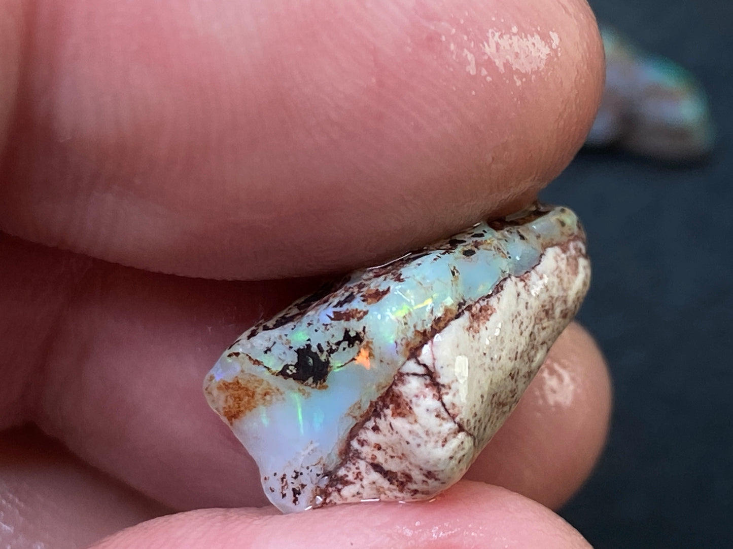 50 Carats Natural Australian Opal Parcel, 7 Lambina Stones In The Rough,
