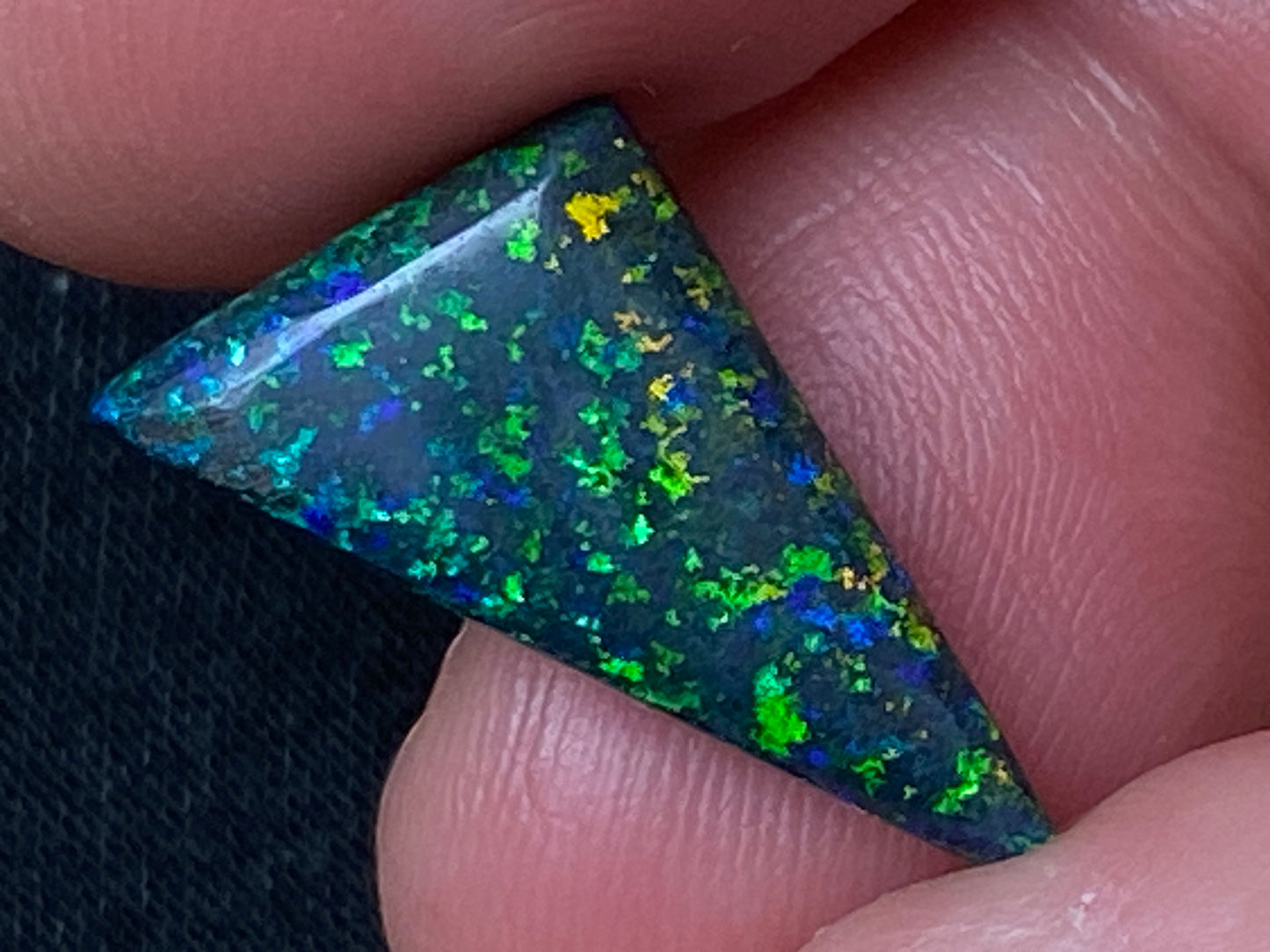 5.3 Carats, Andamooka Black Matrix Solid Opal, Polished, Brilliant Bright Colours On Both Sides