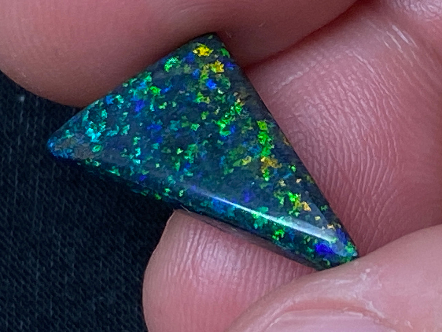 5.3 Carats, Andamooka Black Matrix Solid Opal, Polished, Brilliant Bright Colours On Both Sides