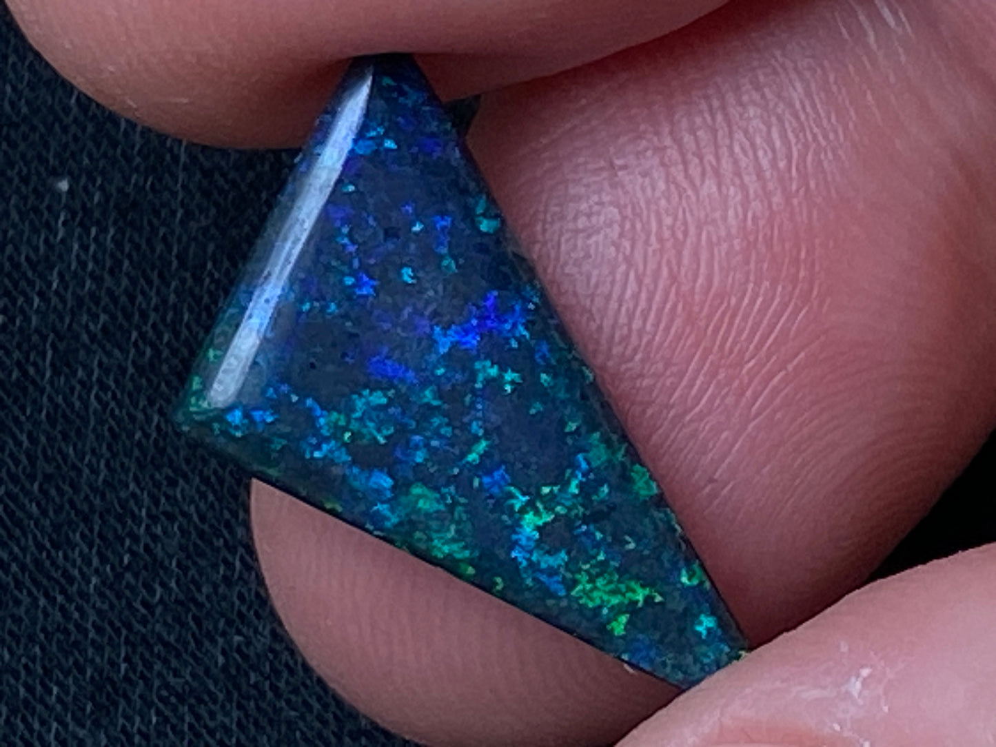 5.3 Carats, Andamooka Black Matrix Solid Opal, Polished, Brilliant Bright Colours On Both Sides