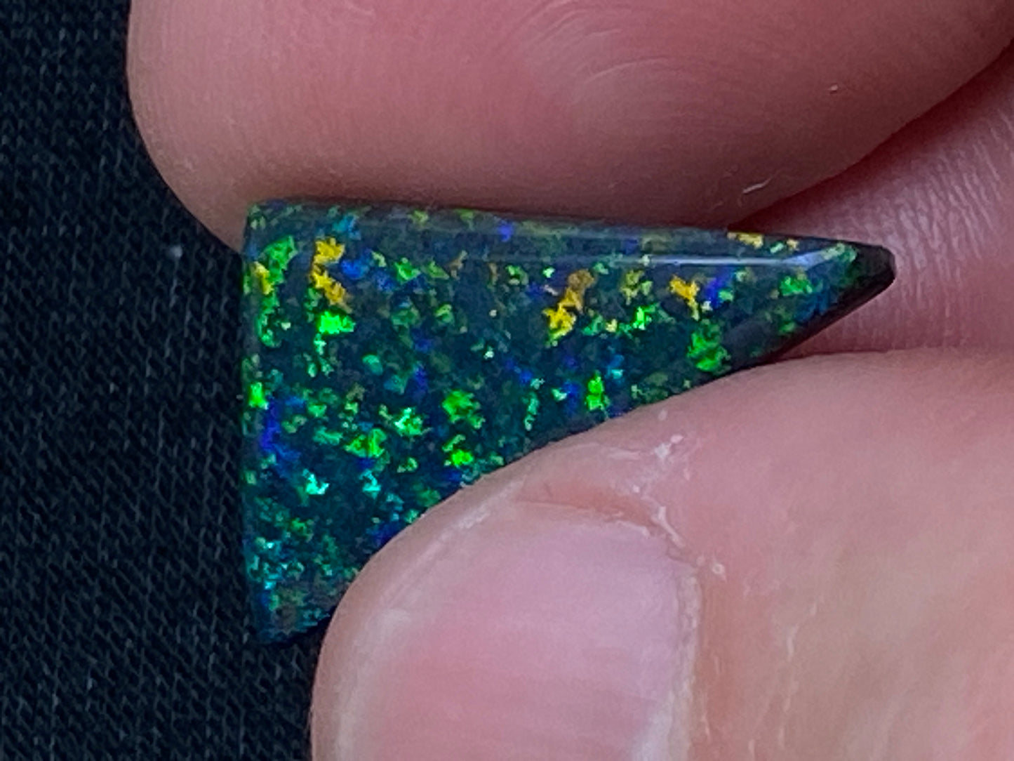 5.3 Carats, Andamooka Black Matrix Solid Opal, Polished, Brilliant Bright Colours On Both Sides