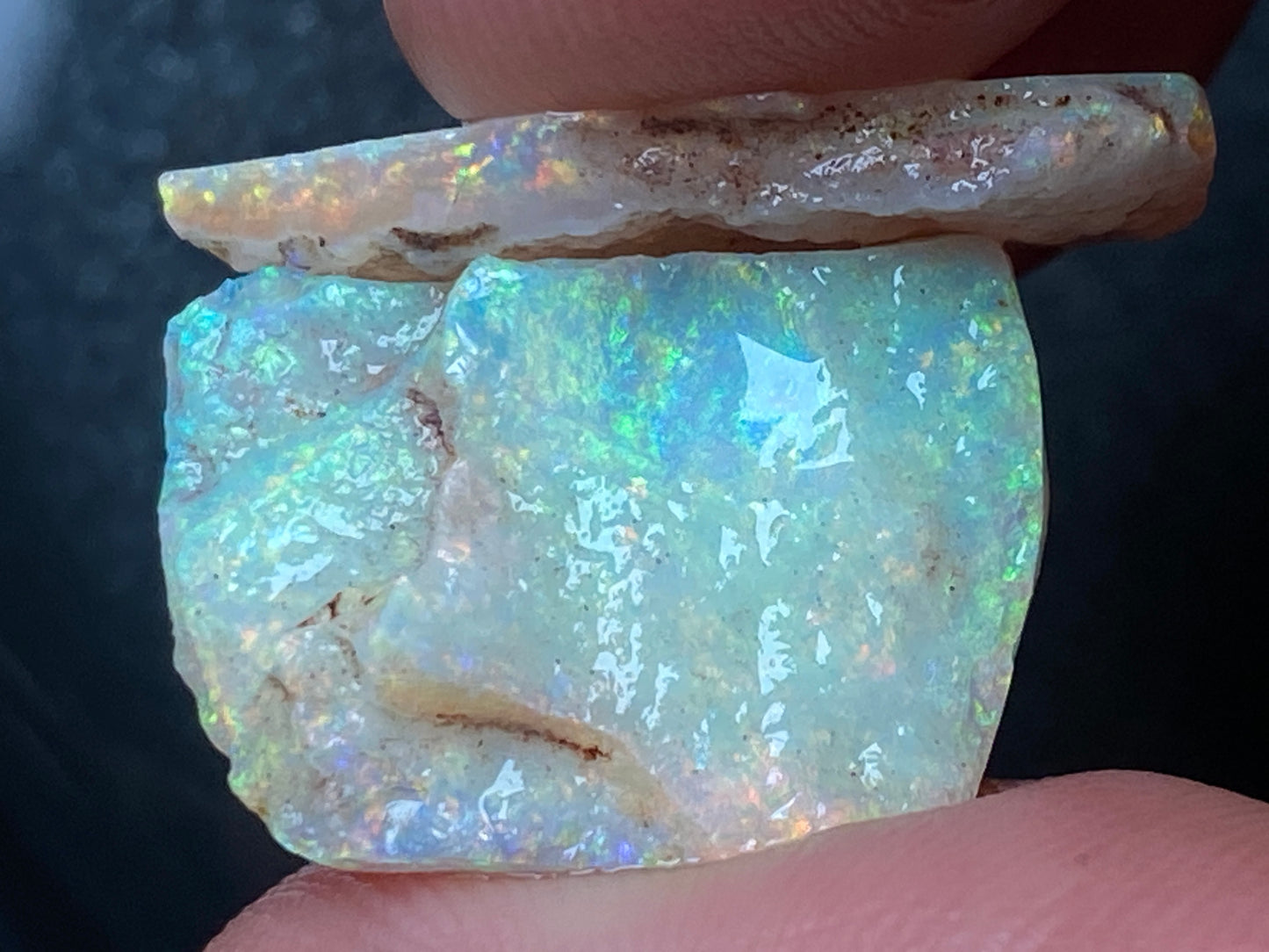 16 克拉天然澳大利亚水晶蛋白石包裹,2 颗宝石,原石,库伯佩迪