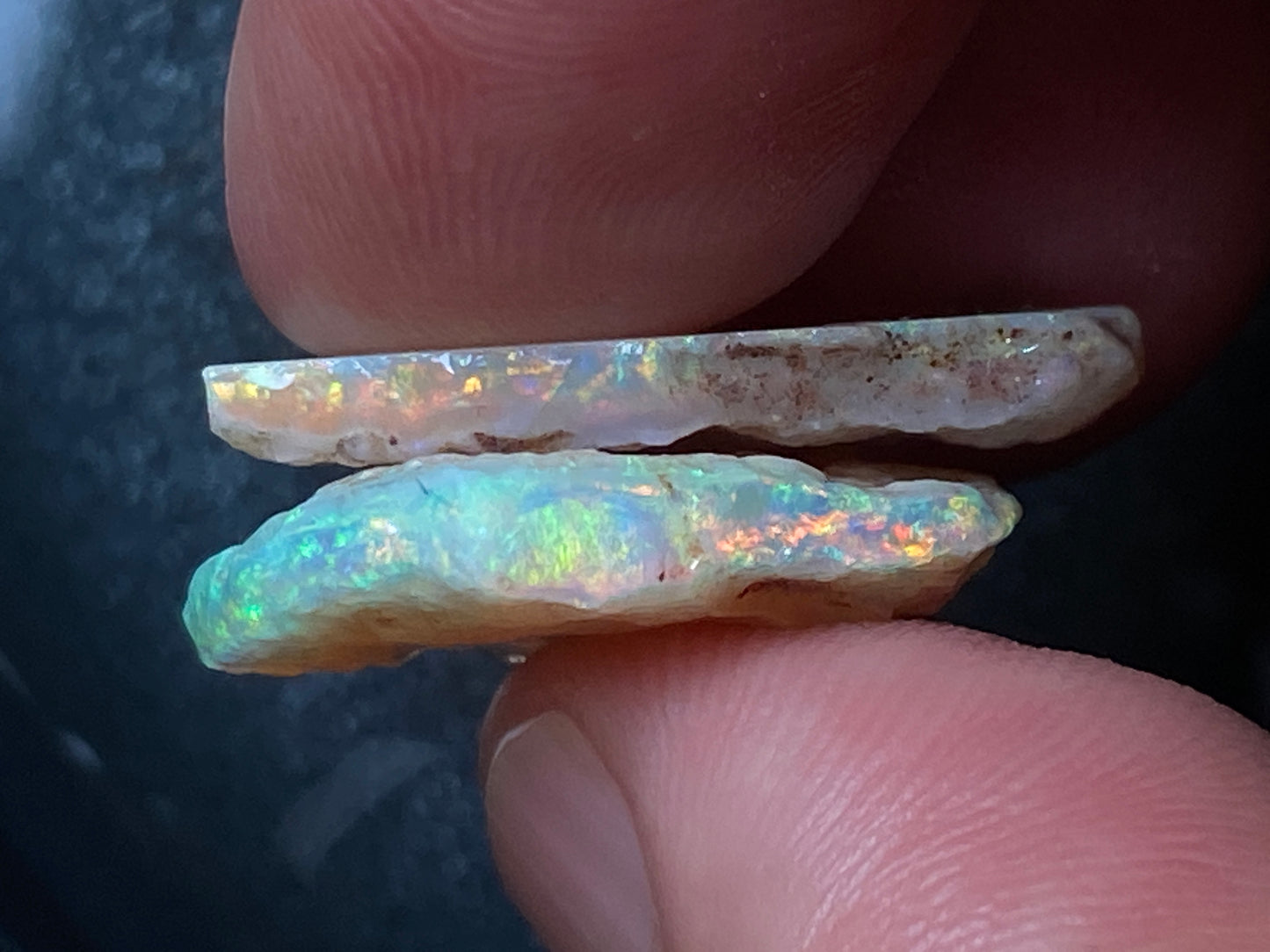16 克拉天然澳大利亚水晶蛋白石包裹,2 颗宝石,原石,库伯佩迪